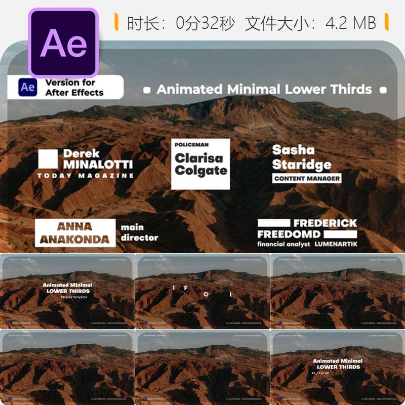 AE模板动画简约下三分之一文字排版视频编辑动画设计制作