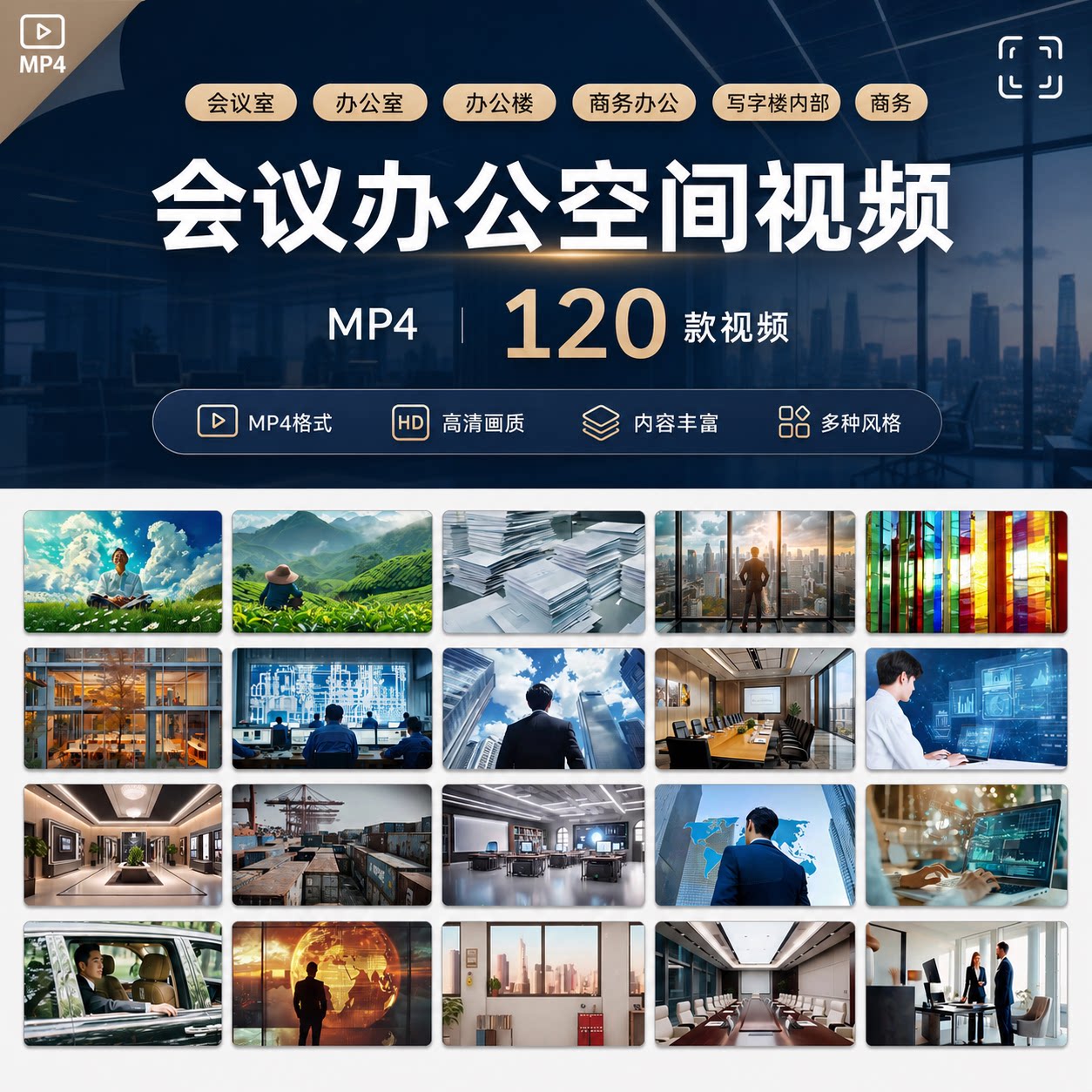 会议办公空间商务人士视觉合作写字楼办品场景智慧校园视频素材