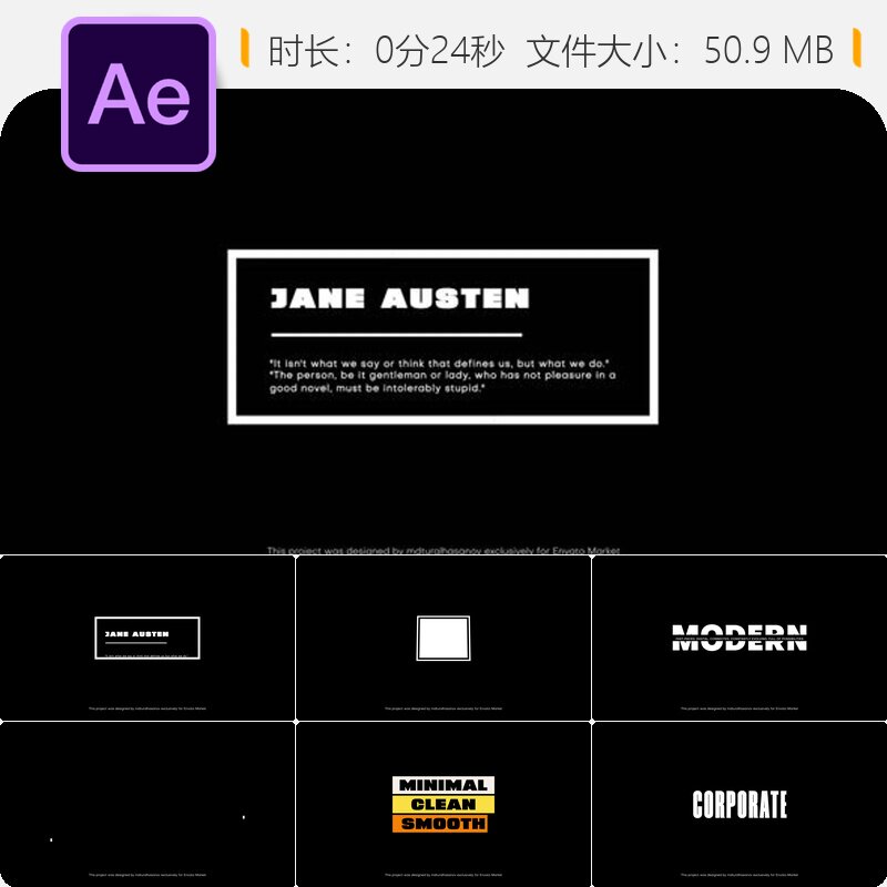 AE模板极简文本动画动态排版专业设计图形片头特效字幕