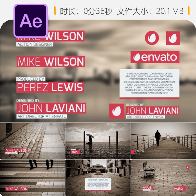 简洁干净AE模板新闻条企业品牌广播字幕动画企业宣传视频制作