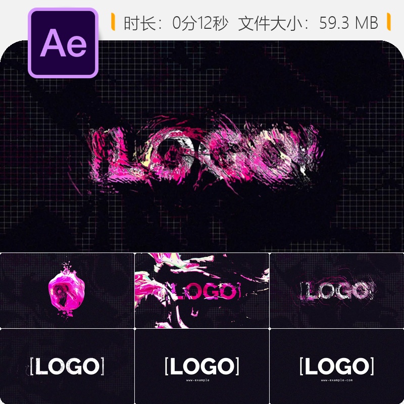Meta标志液态网格抽象多彩飞溅3D动态LOGO动画AE视频模板素材