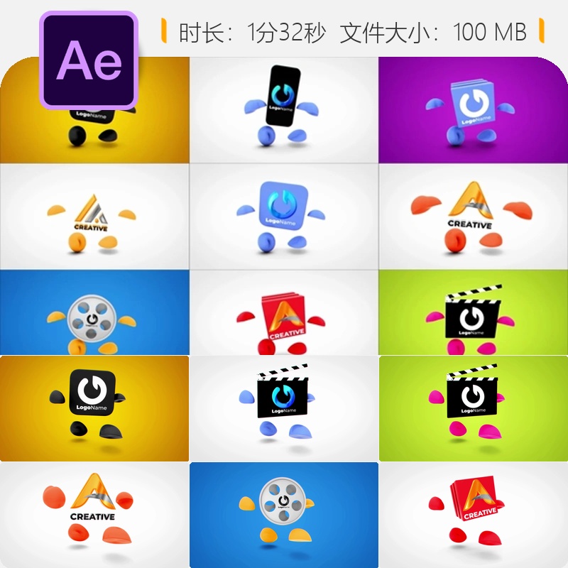 AE模板3D卡通角色商业广告动画片头4K循环视频素材包AE工程文件