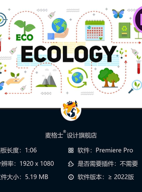 生态能源环保主题动态PR模板绿色地球碳减排气候变迁4K高清素材