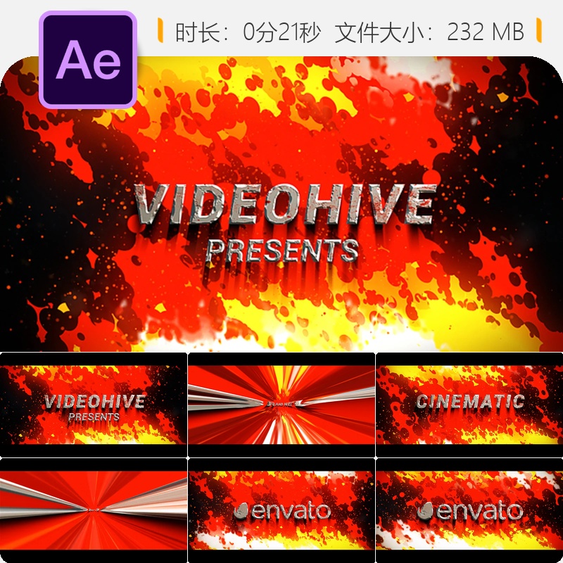 AE模板电影预告片火焰烟雾粒子光效动作动画4K设计素材资源合集