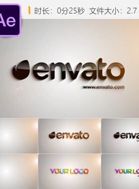 清新白色优雅3D标志动画AE模板企业标识LOGO展示片头光效设计