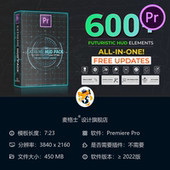 赛博朋克未来科技3D数据HUD动态元 素PR视频模板素材包合集