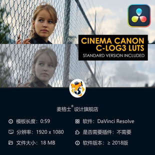 达芬奇专用色彩校正方案工具包 佳能CLog3电影级调色LUT预设合集