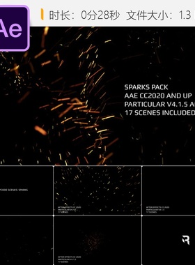 Trapcode Particular火花特效AE模板新年圣诞粒子光效预设素材