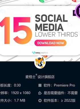 Clean Rounded Social Media Lower Thirds PR模板4K简约优雅风格