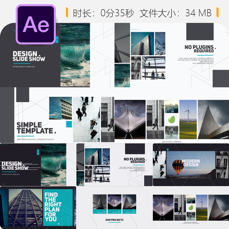 优雅时尚AE模板社交媒体视频展示画廊幻灯片开场动画特效设计