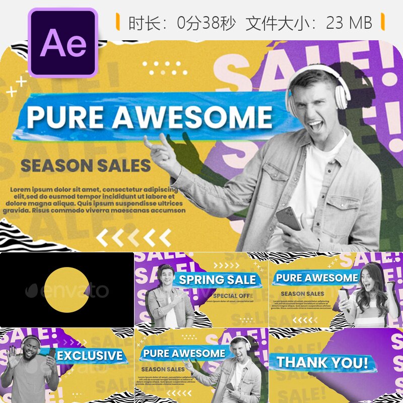 AE模板时尚女装夏季促销广告视频AE模板4K动态动画设计AE模板