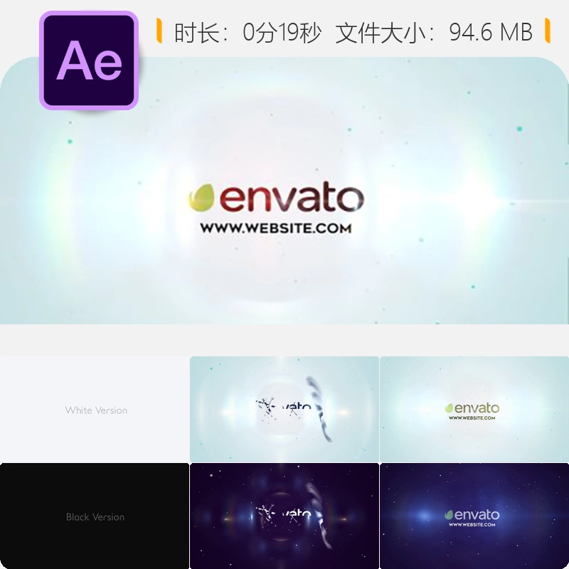 AE模板3D抽象公司LOGO旋转动画平滑展示企业标志演绎视频素材
