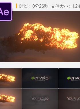 Firestorm Reveal III AE模板火焰烟雾LOGO动画开场特效4K视频
