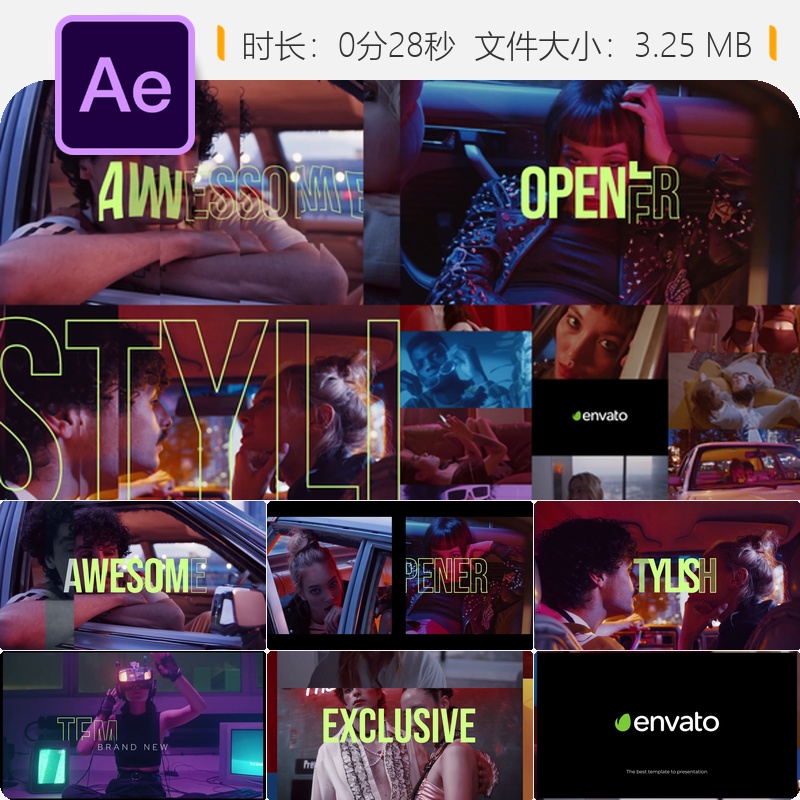 现代简约风格照片相册回忆相册开场幻灯片AE模板4K高清视频素材