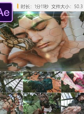 Honeycomb Slideshow AE模板3D金属光效文字空间展示屏幕开场动画