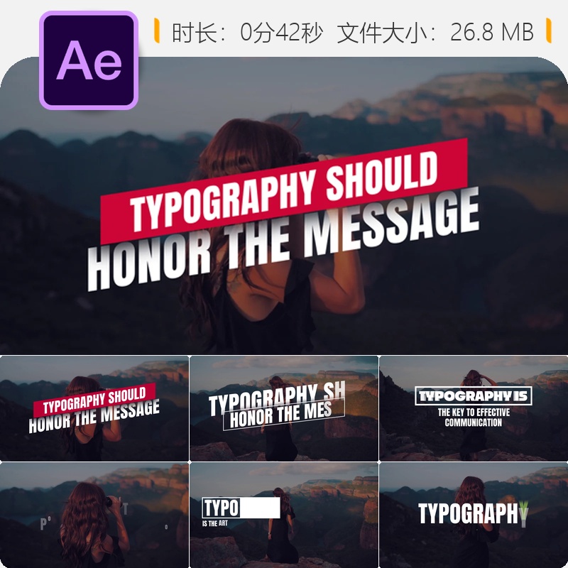 AE模板4K动态文字动画企业简约风格片头字幕特效视频制作素材