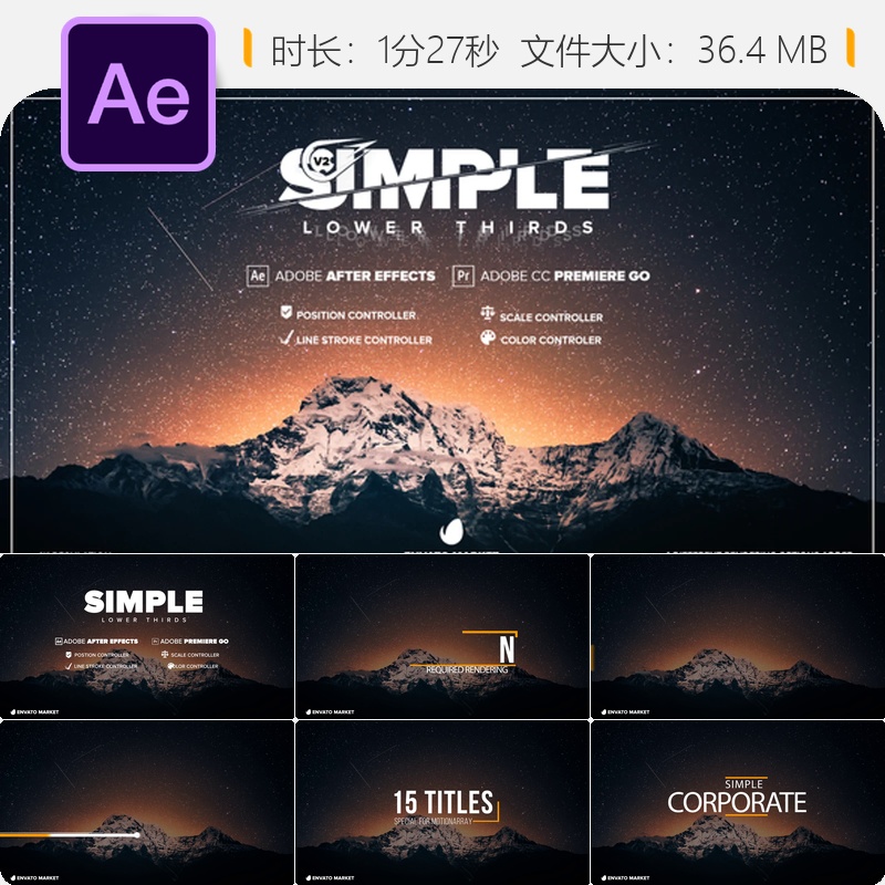 简洁优雅AE模板动态文字动画企业宣传视频包装设计制作素材包