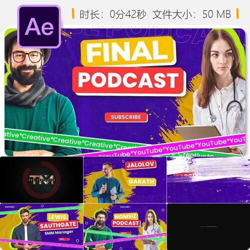 Final Podcast Promo AE模板暗黑广告风格广播频道片头动画设计