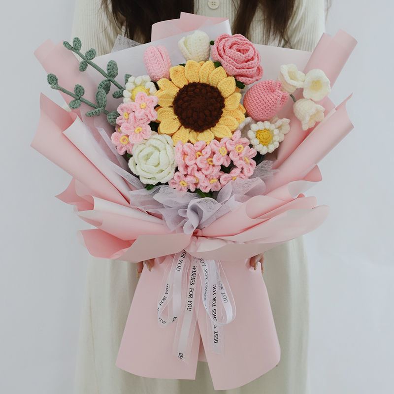 针织花束diy手工毛线针织花材料包钩针套装自制情人节礼物送女友