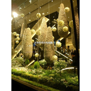 玻璃钢造型雕塑景观定做 大型商场广场酒店橱窗装 饰植物雕塑绿雕