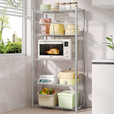 厨房置物架落地多层微波炉收纳架子家用烤箱锅具架多功能储物货架