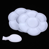 加厚大号国画调色盘塑料梅花7格带盖多功能笔搁水碟墨碟组合装