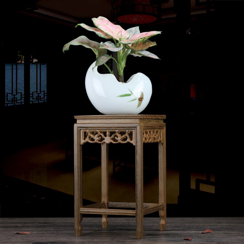 鸡翅木小花架实木质花瓶盆景底座办公桌面花架鱼缸花几明式置物架