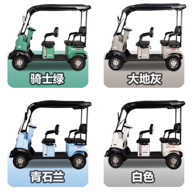 小巴士新款四座电动四轮车老年代步车家用接送孩子观光车带棚X3