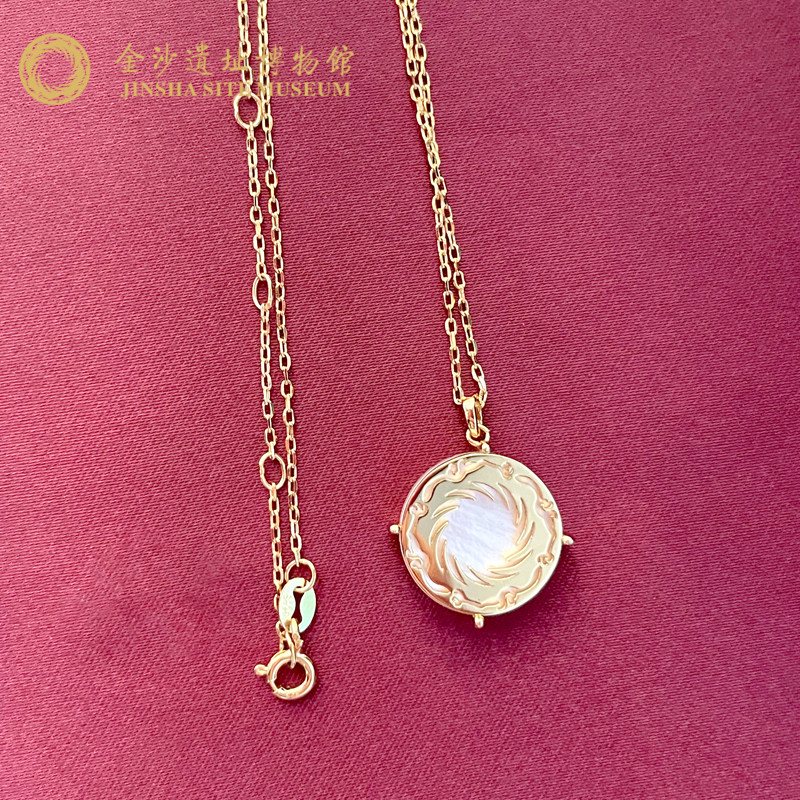 正品-金沙遗址太阳神鸟纯银项链
