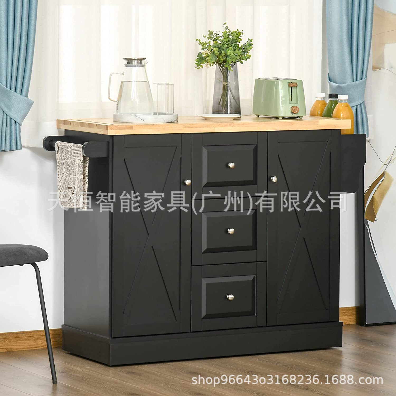 实用手推车储物柜厨房餐边柜碗柜收纳柜款式颜色可定制