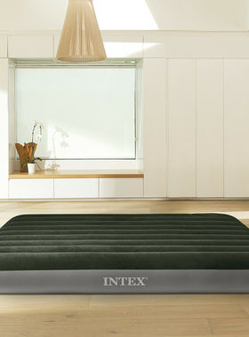 Intex64106 植绒PVC加厚单双人充气床垫加厚家用户外野营充气床垫