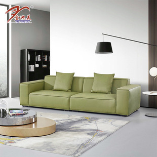 豆腐块沙发北欧创意绿色网红ins超纤皮客厅简约大小户型直排方块
