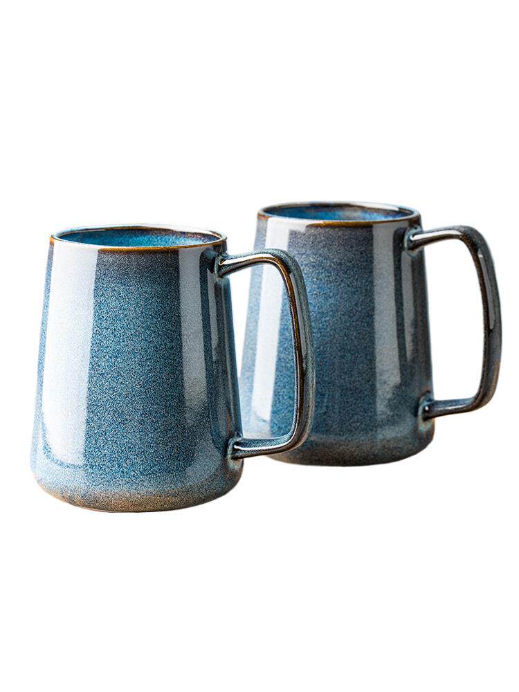 悉尼蓝 欧式水杯大容量 北欧陶瓷咖啡杯马克杯家用喝水大肚杯子男