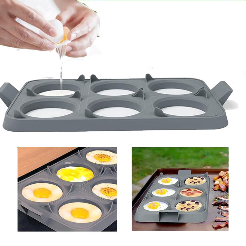 烤盘蛋环托盘硅胶可拆卸鸡蛋肉饼模具托盘三明治硅胶型器