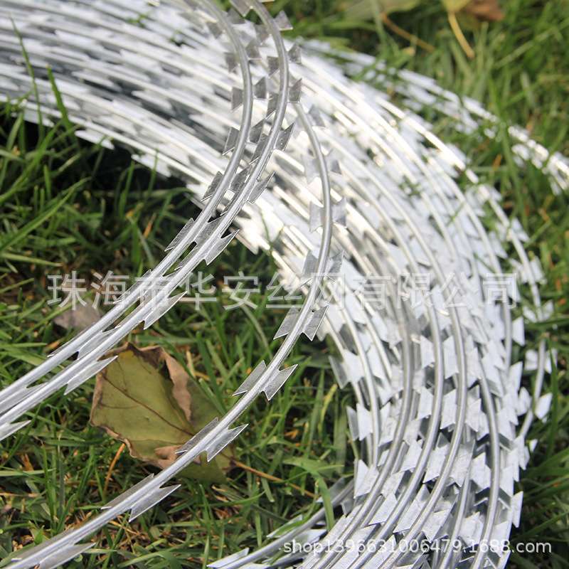 供应监狱焊接刀片刺网热镀锌刀片刺围栏防爬防盗刺绳刺丝滚笼