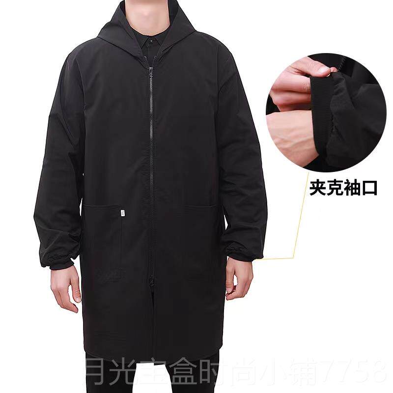 新款春裙时尚围女黑色层成人罩衣男士单工作服拉链纽扣防水长袖秋