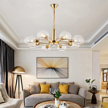 北欧客厅吊灯创意个性艺术餐厅灯具简约现代半圆玻璃球卧室吊灯