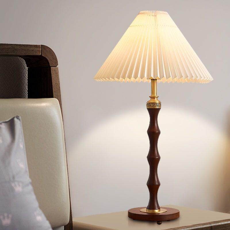 美式复古台灯节能优雅舒适客厅浪漫卧室书房黑胡桃木色布艺落地灯