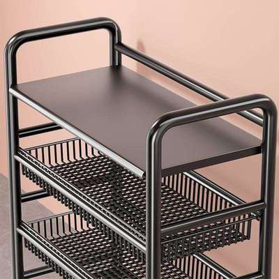 架子货架家用蔬菜篮储物架收纳锅架多层落地微波炉推车厨房置物架