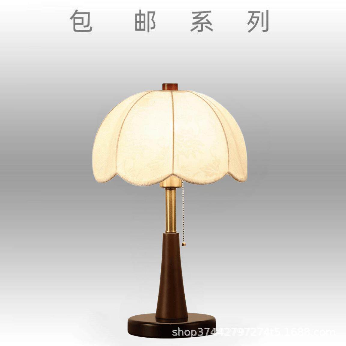 中古风落地灯布艺客厅卧室床头台灯书房复古怀旧装饰实木台灯397