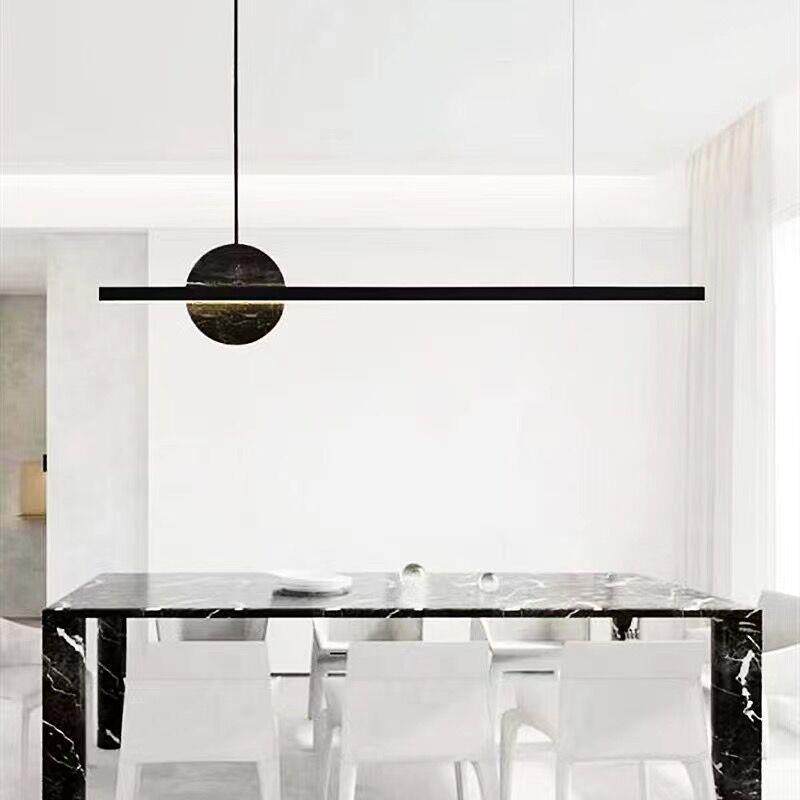 全光谱意式简约轻奢全铜餐厅吊灯设计师现代岛台办公桌大理石吊灯