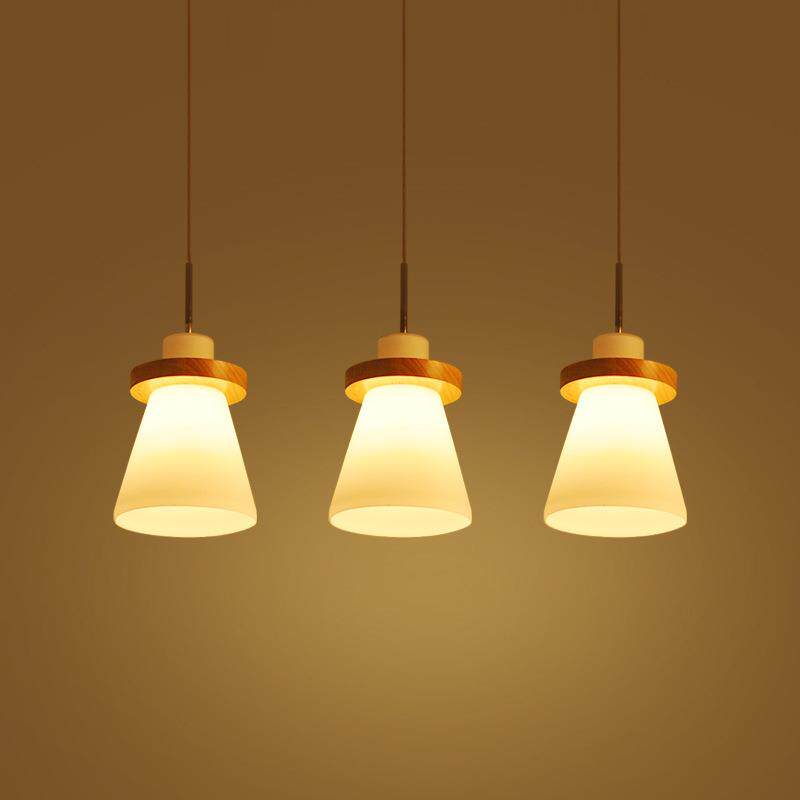 现代简约led实木三头餐厅吊灯创意饭厅服装店料理店寿司店吊灯