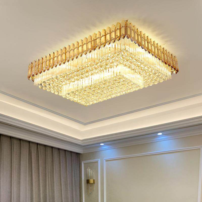 轻奢水晶客厅灯现代简约大气长方形卧室餐厅吸顶灯2023年新款灯具