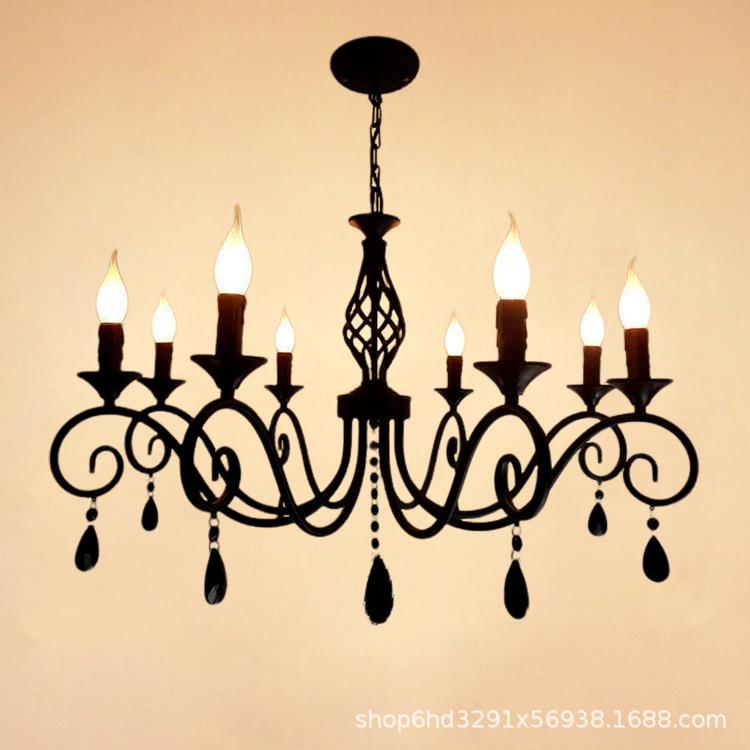 美式简约蜡烛吊灯美式乡村客厅餐厅卧室灯欧式铁艺田园简约蜡烛灯