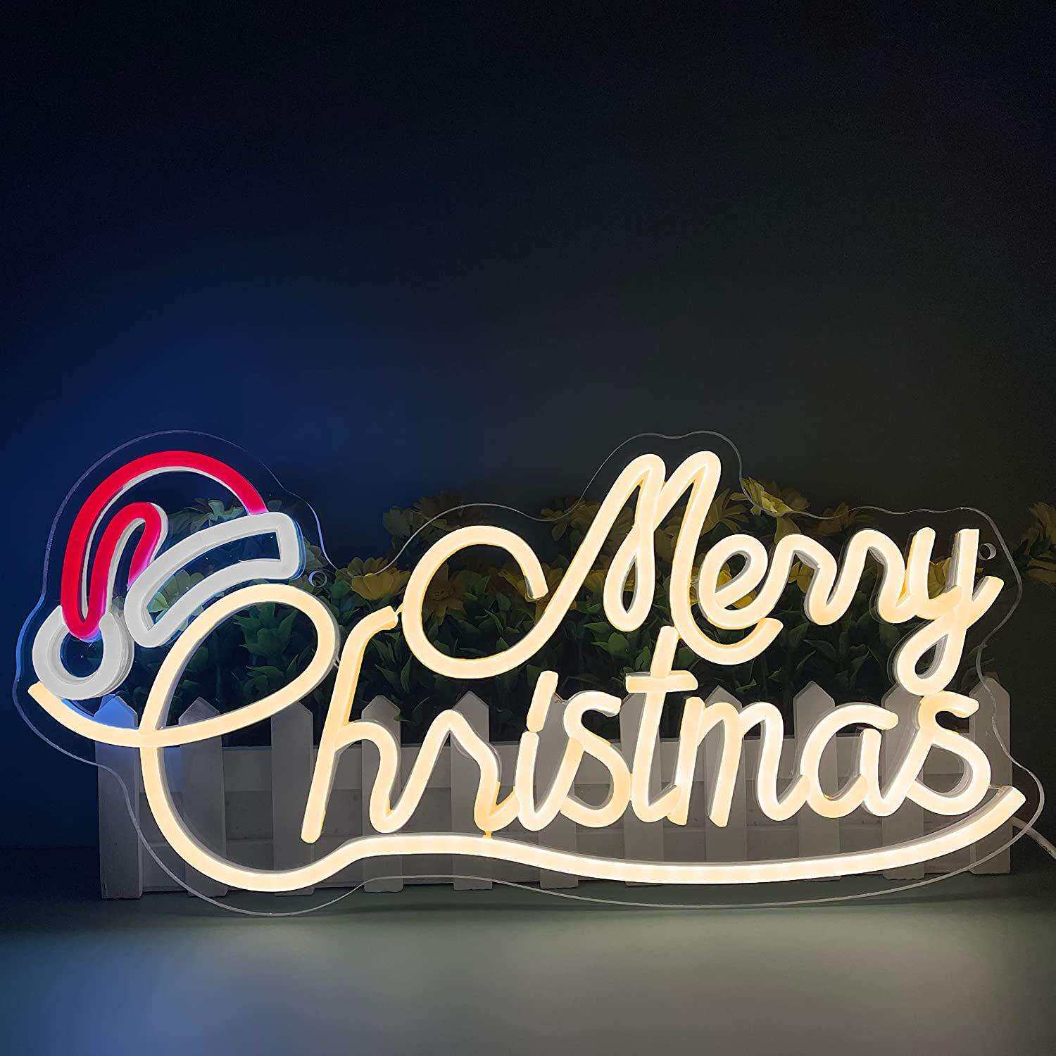 LED发光英文字母Merry Christmas造型霓虹灯圣诞节快乐外贸亚马逊