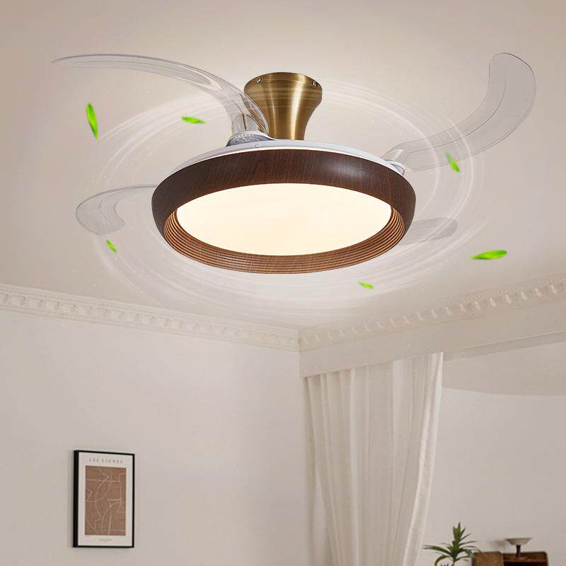 新中式风扇灯中国风客厅餐厅卧室书房中古风电扇一体隐形吊扇灯具