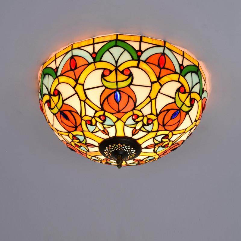 40CM欧式蒂凡尼桃心珠子彩色玻璃餐厅卧室过道走廊浴室琉璃吸顶灯