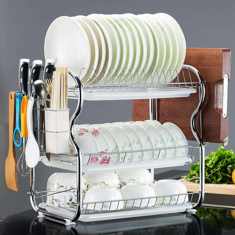 厨房置物架三层碗碟架碗架沥水架滴水架收纳架碗柜用品晾放碗徐小