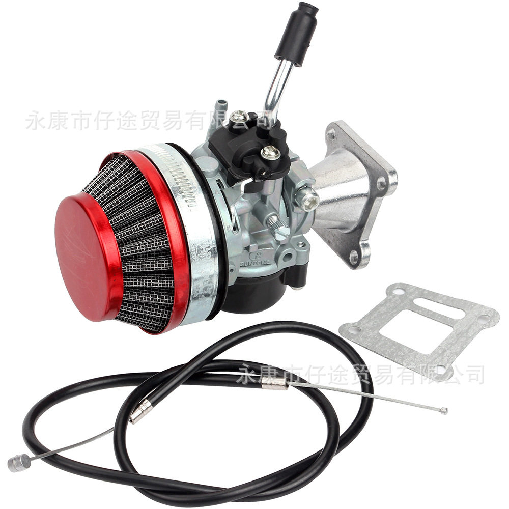 迷你摩托自行车配件37 50 80CC两冲程化油器空滤器拉线进气管总成