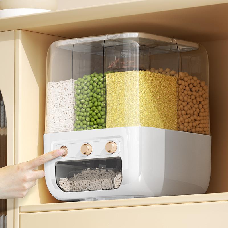 可旋转五谷杂粮收纳盒分格装米桶家用密封防虫防潮分隔储米箱米缸